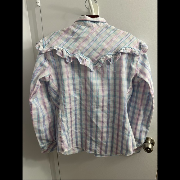 Miss Rodeo America ruffled pearl snap cowgirl western shirt 15/16 - Picture 9 of 9